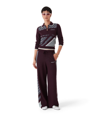 Diagonal Tennis Merino Long Sleeve Polo Shirt