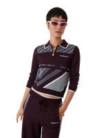 Diagonal Tennis Merino Long Sleeve Polo Shirt