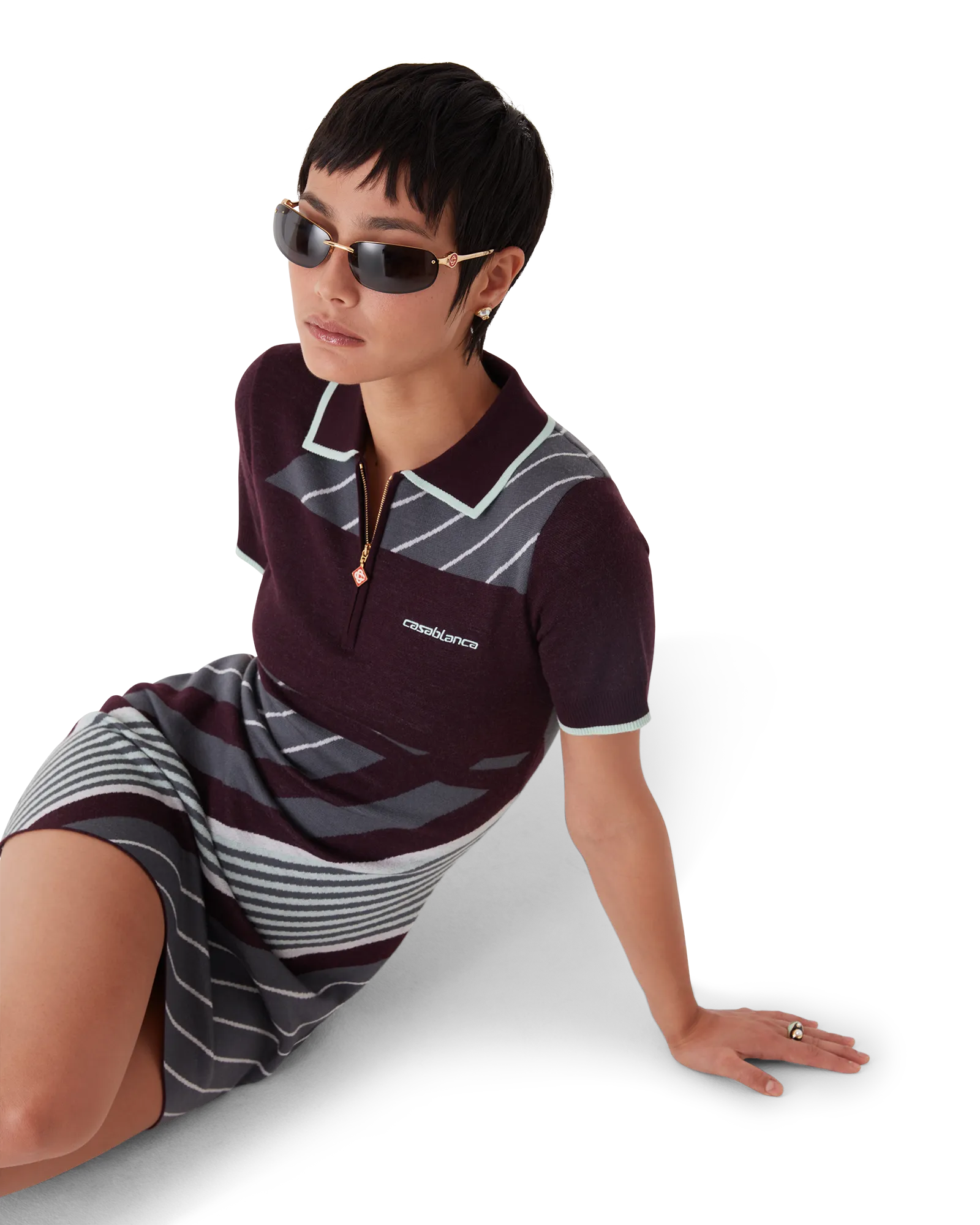 Robe polo en mérinos Diagonal Tennis