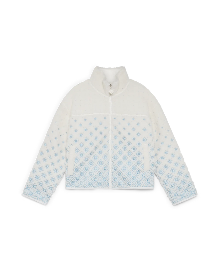 Embroidered Gradient Monogram Cropped Fleece Jacket