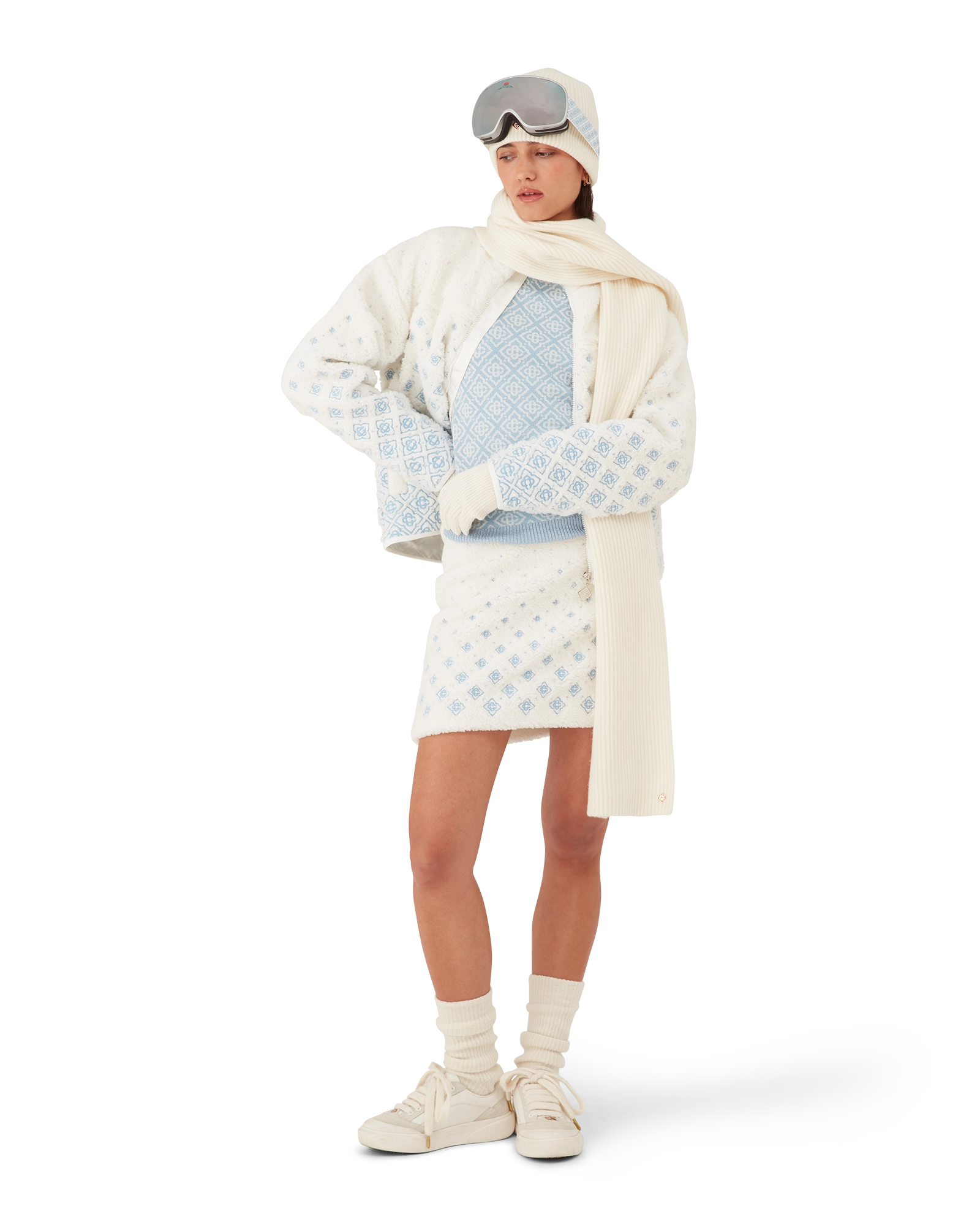 Embroidered Gradient Monogram Cropped Fleece Jacket