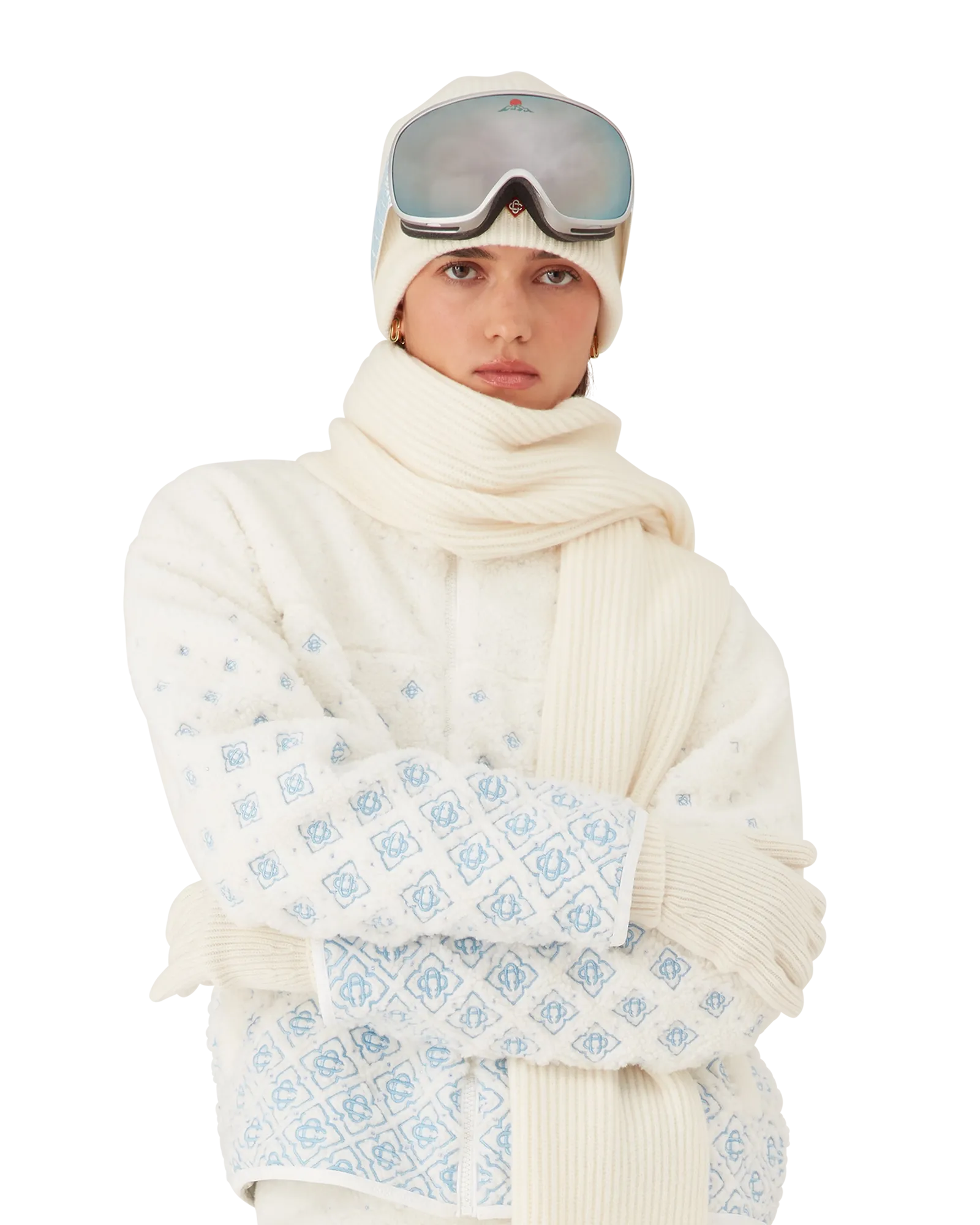 Embroidered Gradient Monogram Cropped Fleece Jacket