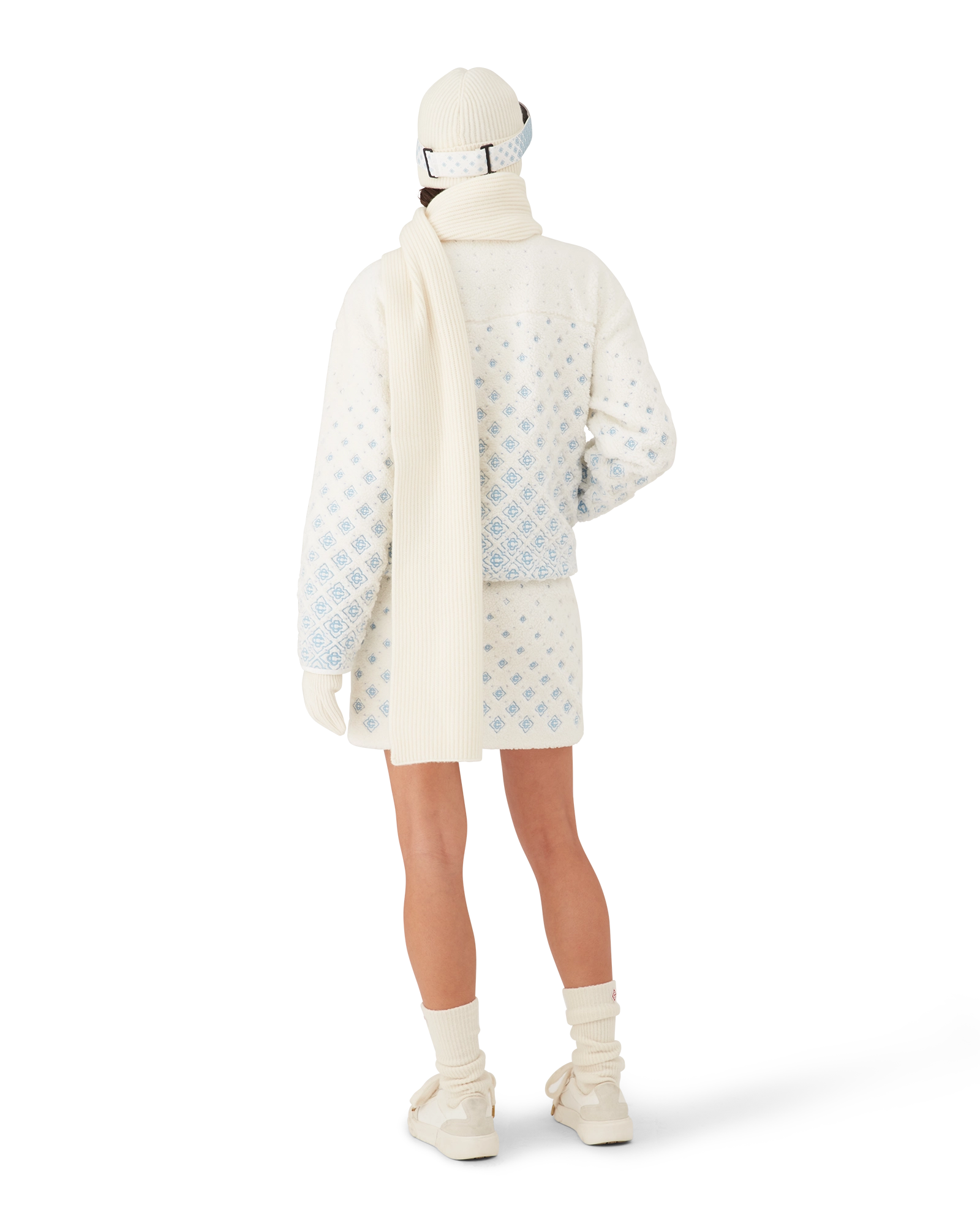 Embroidered Gradient Monogram Cropped Fleece Jacket