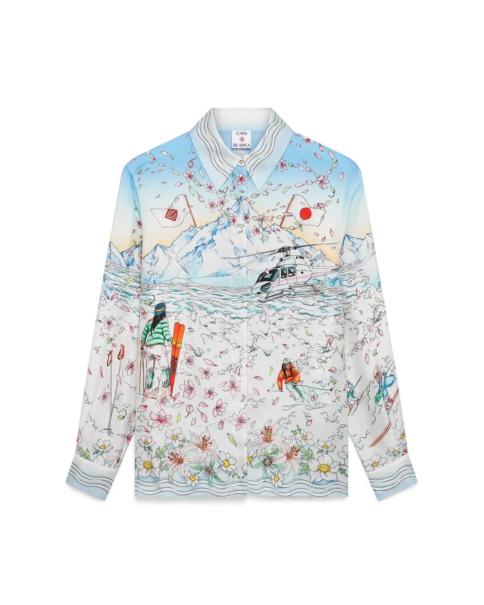 L'Hiver Fleuri Long Sleeve Silk Twill Shirt