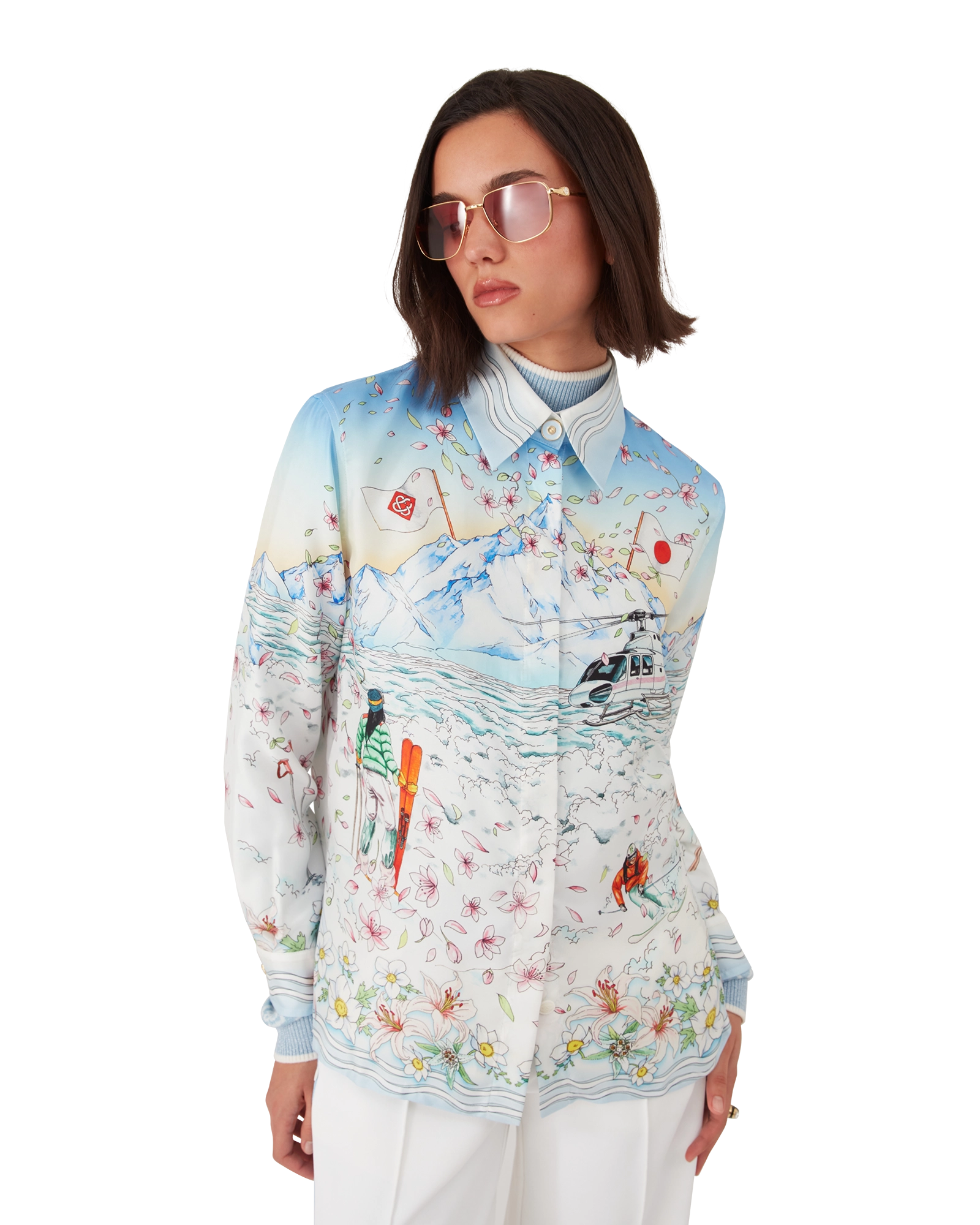 L'Hiver Fleuri Long Sleeve Silk Twill Shirt
