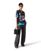 Blades Short Sleeve Silk Satin Shirt