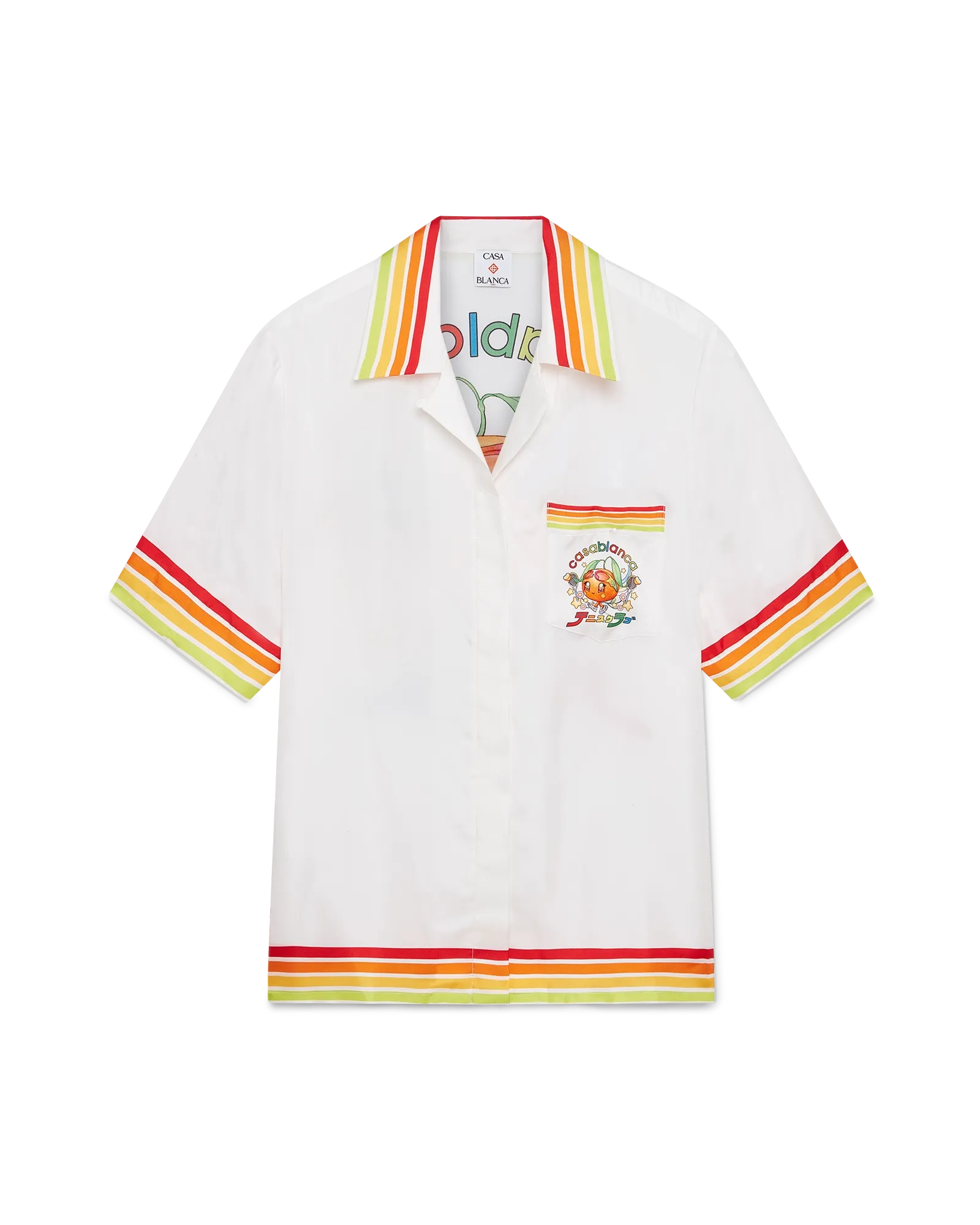 Orange Mascot Short Sleeve Silk Twill Shirt