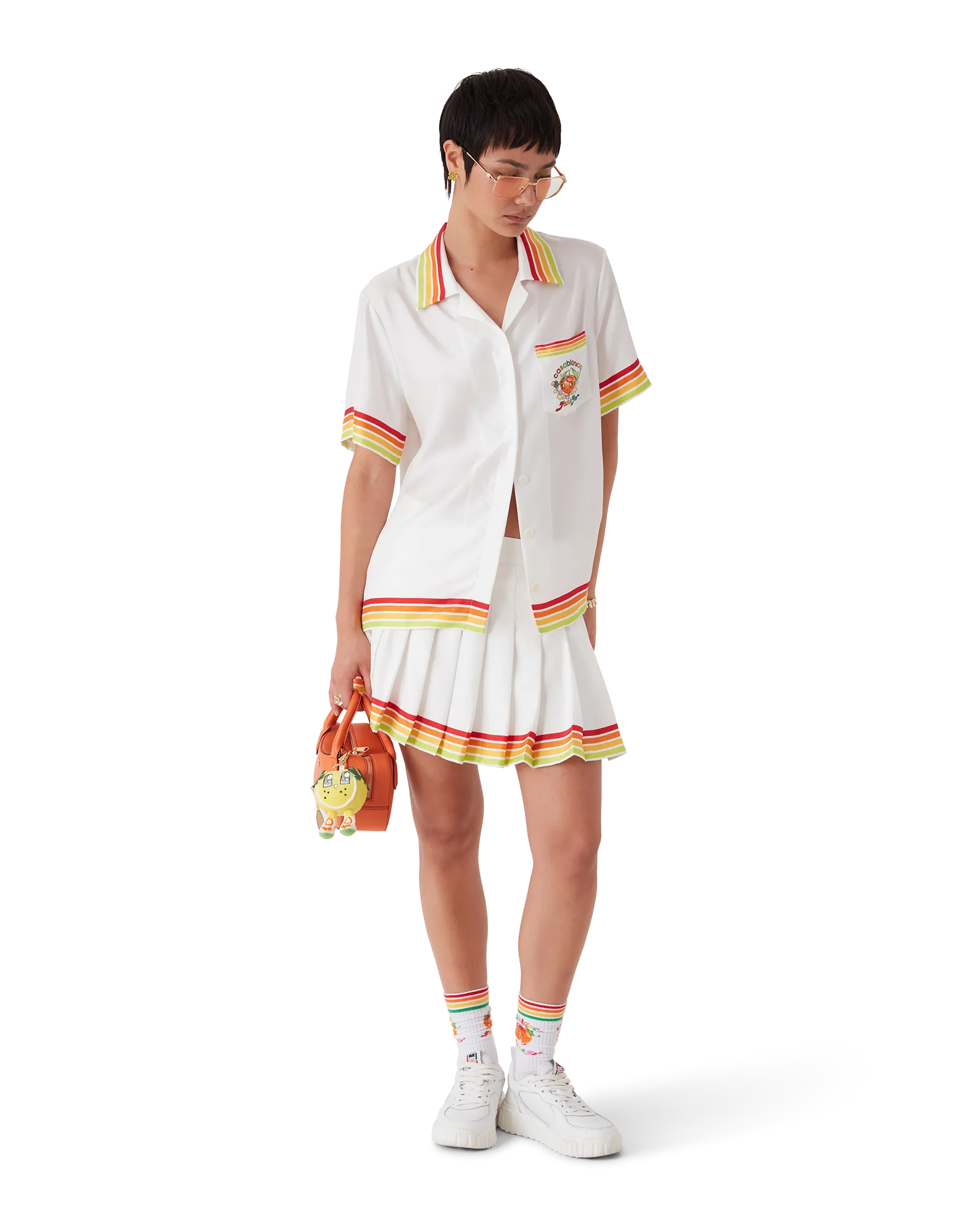 Orange Mascot Short Sleeve Silk Twill Shirt