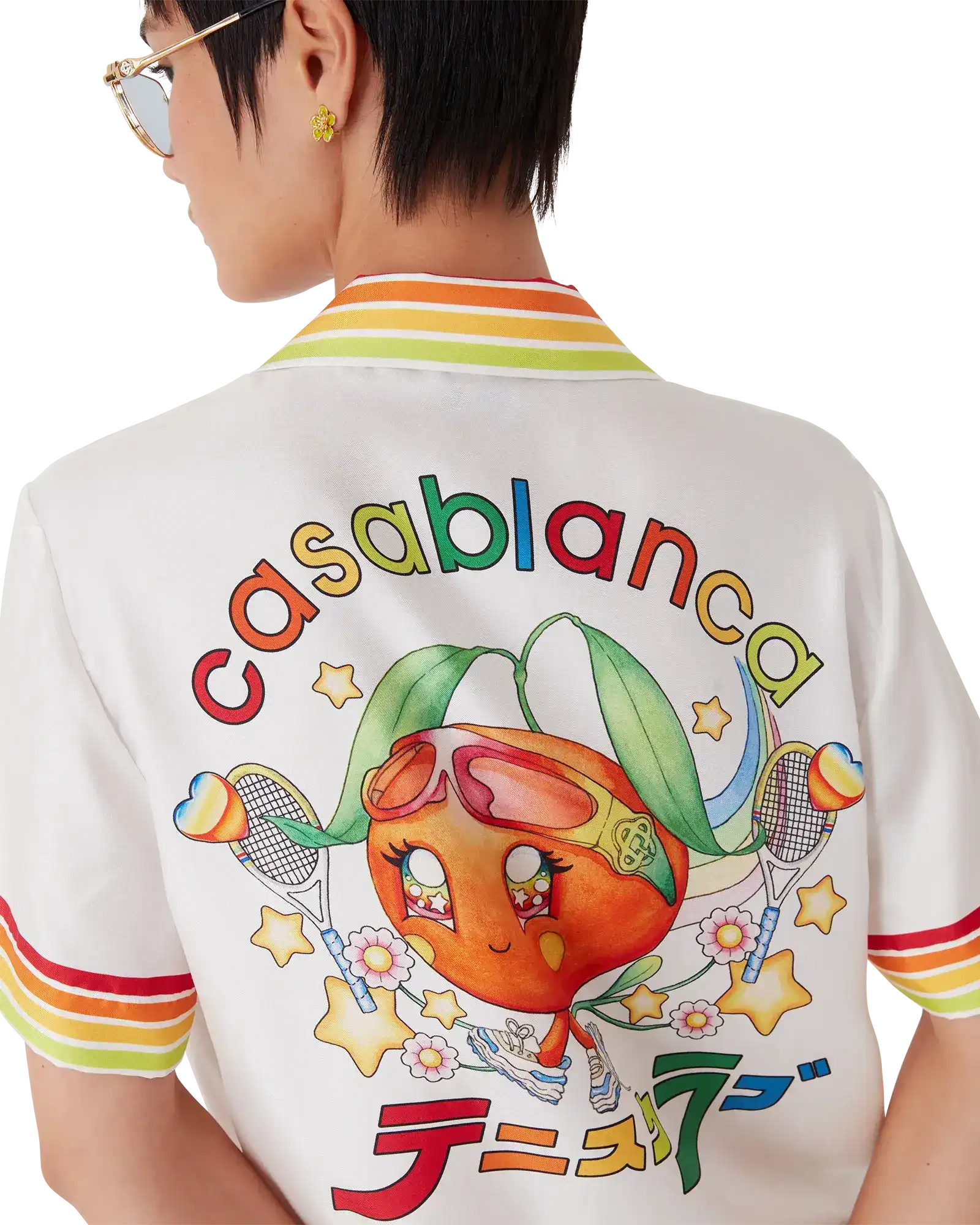 Orange Mascot Short Sleeve Silk Twill Shirt