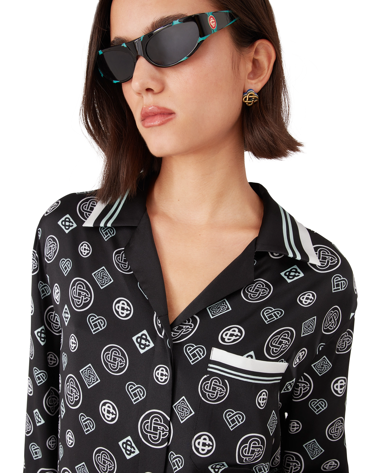 Monogram Pyjama Silk Satin Shirt