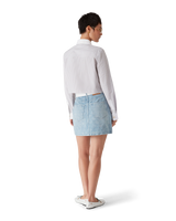 Cotton Pinstripe Embroidered Cropped Shirt