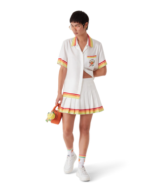 Orange Mascot Pleated Silk Twill Skirt