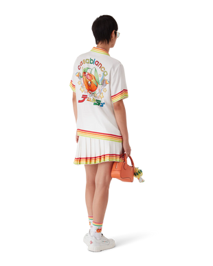 Orange Mascot Pleated Silk Twill Skirt