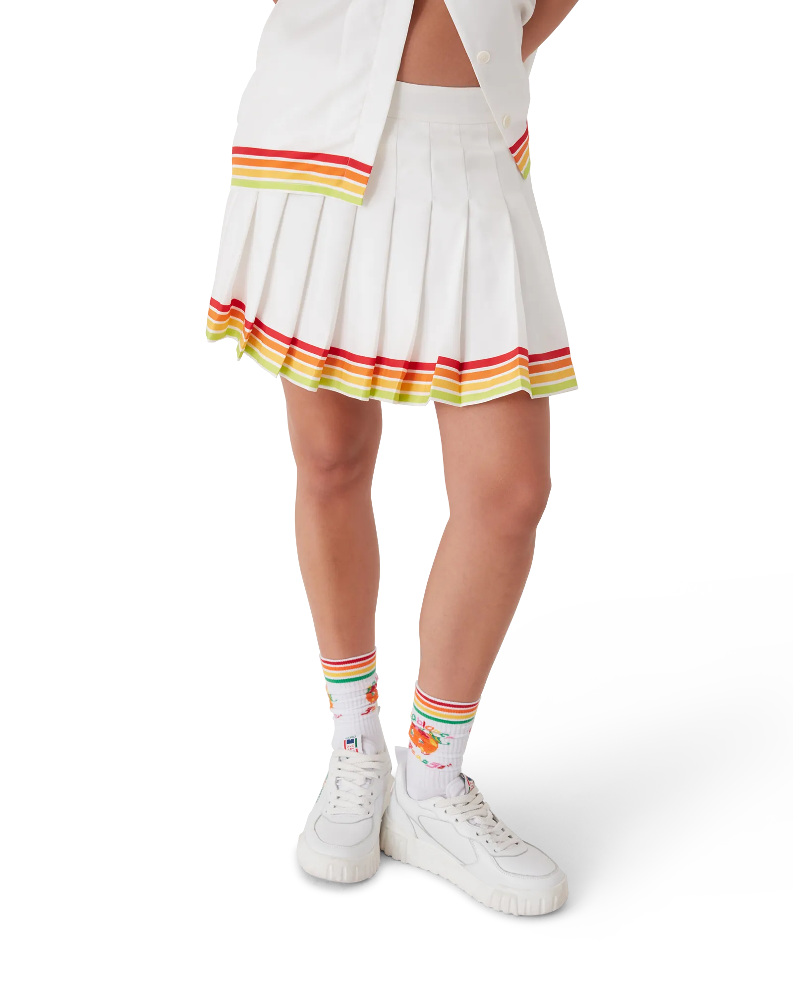 Orange Mascot Pleated Silk Twill Skirt