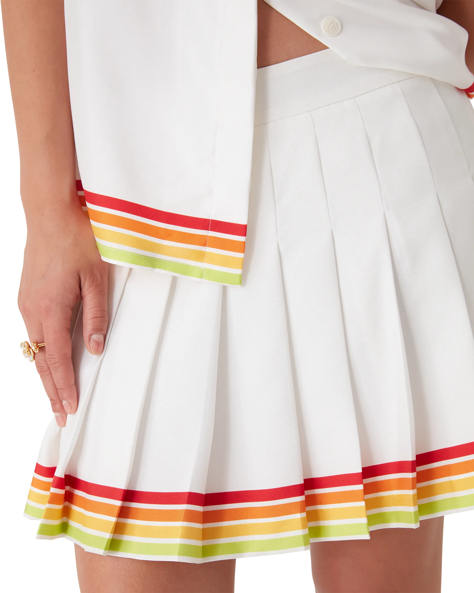 Orange Mascot Pleated Silk Twill Skirt