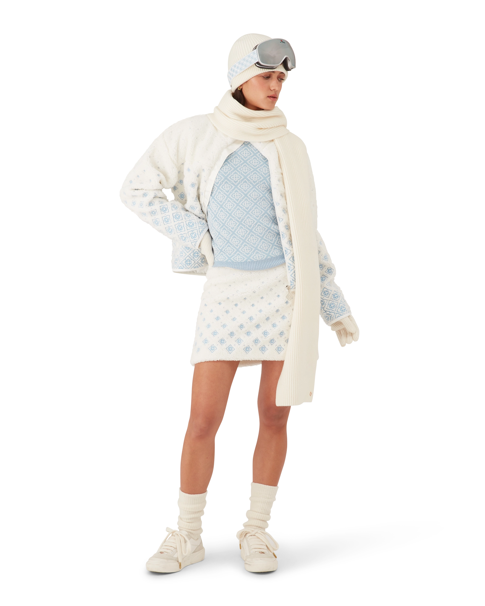 Embroidered Gradient Monogram Fleece Mini Skirt