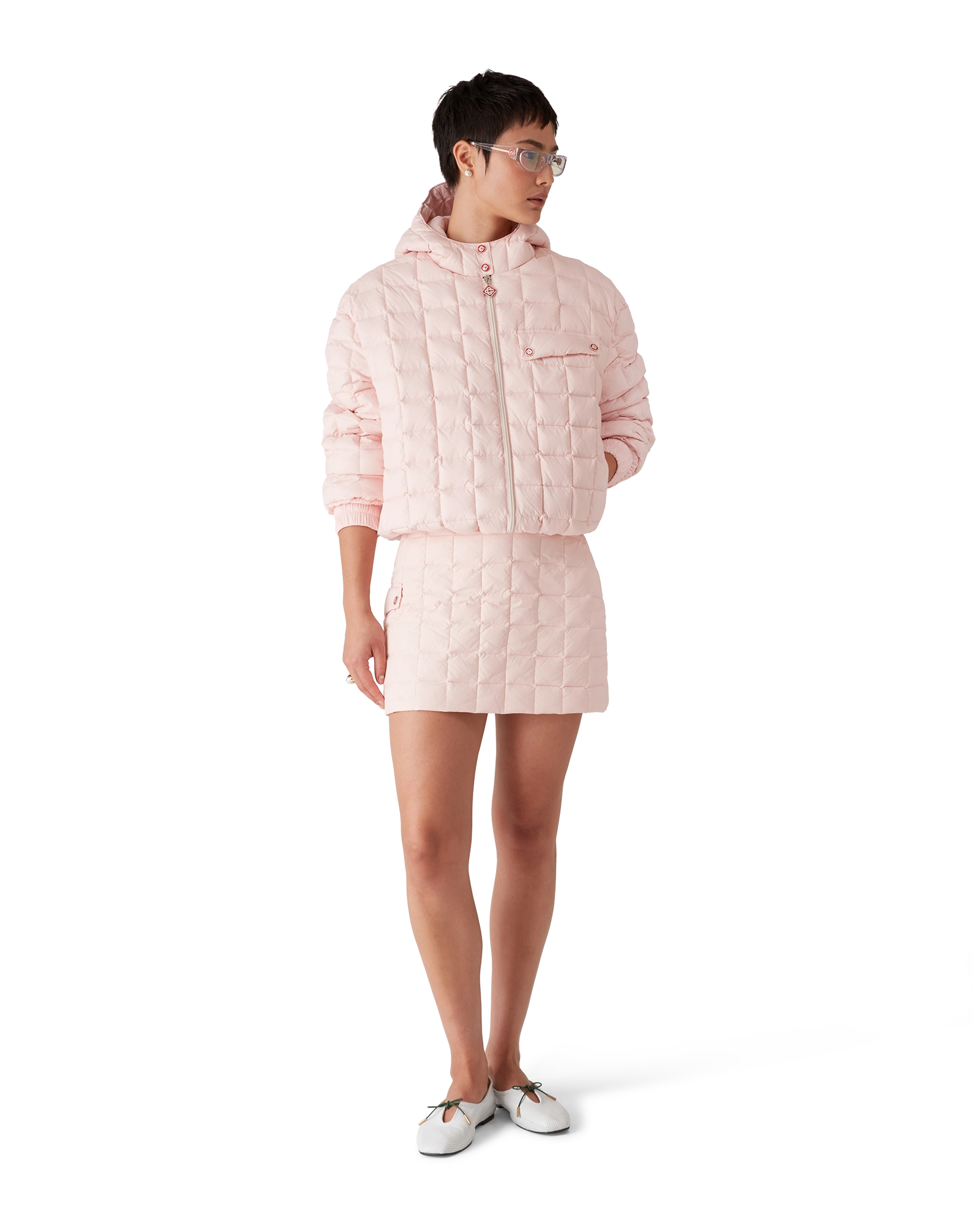 Nylon Quilted Mini Skirt