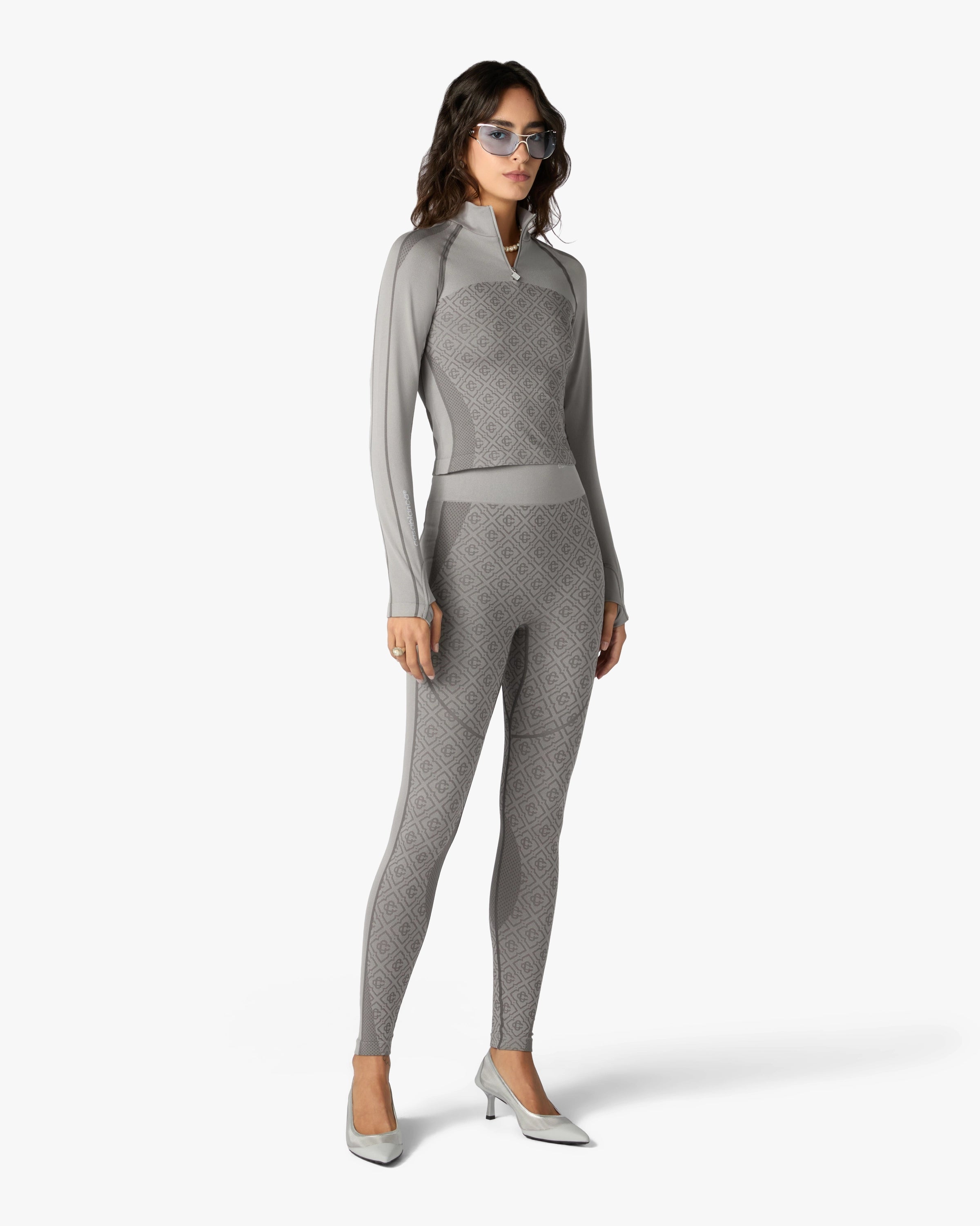 Light Grey Seamless Monogram Leggings