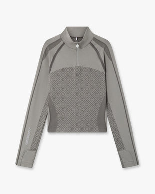 Light Grey Seamless Monogram Long Sleeve Top