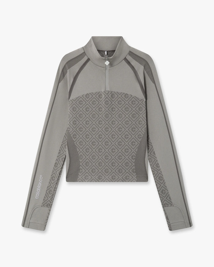Light Grey Seamless Monogram Long Sleeve Top
