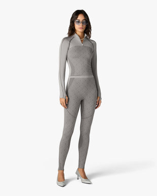 Light Grey Seamless Monogram Long Sleeve Top