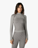 Light Grey Seamless Monogram Long Sleeve Top