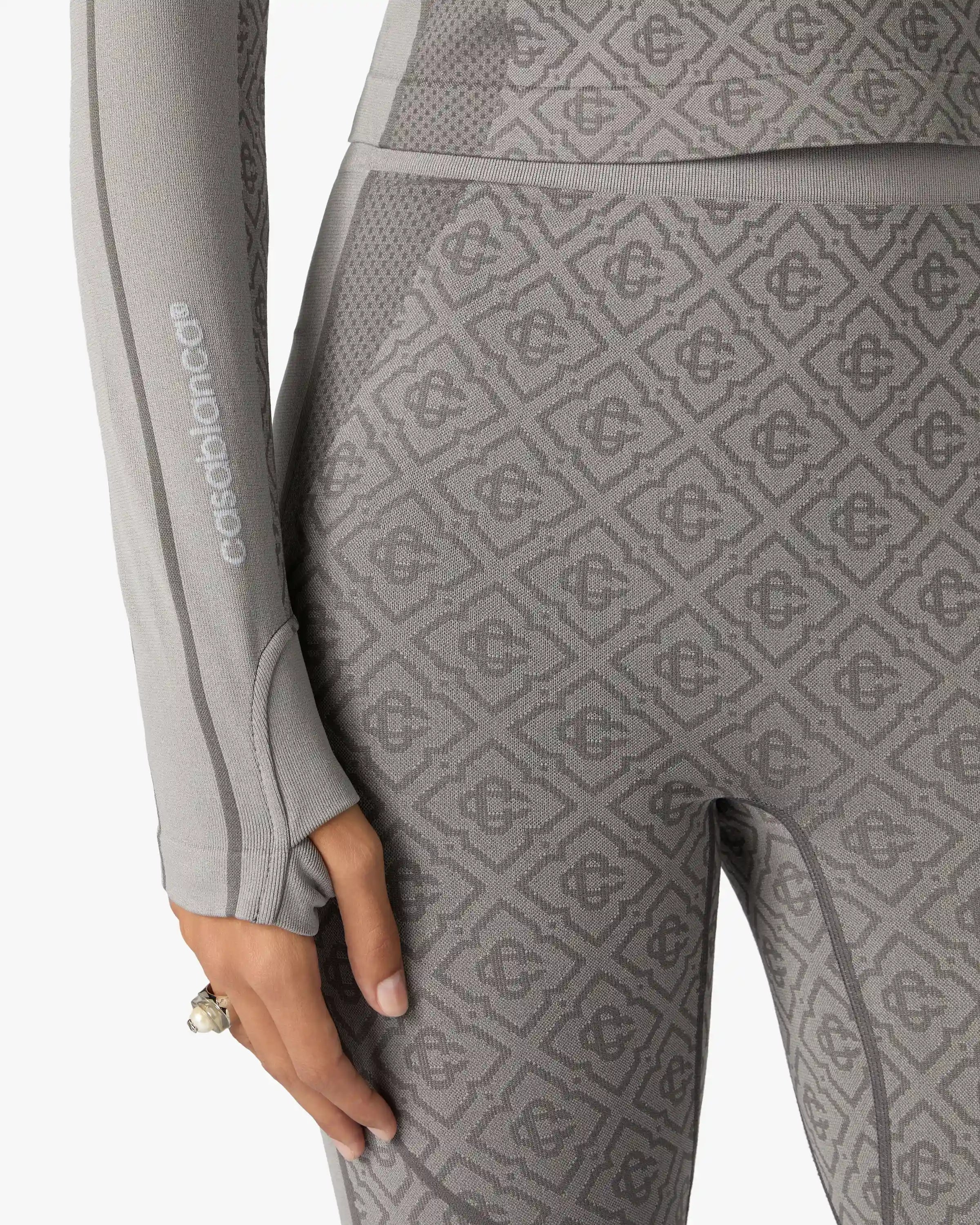 Light Grey Seamless Monogram Long Sleeve Top