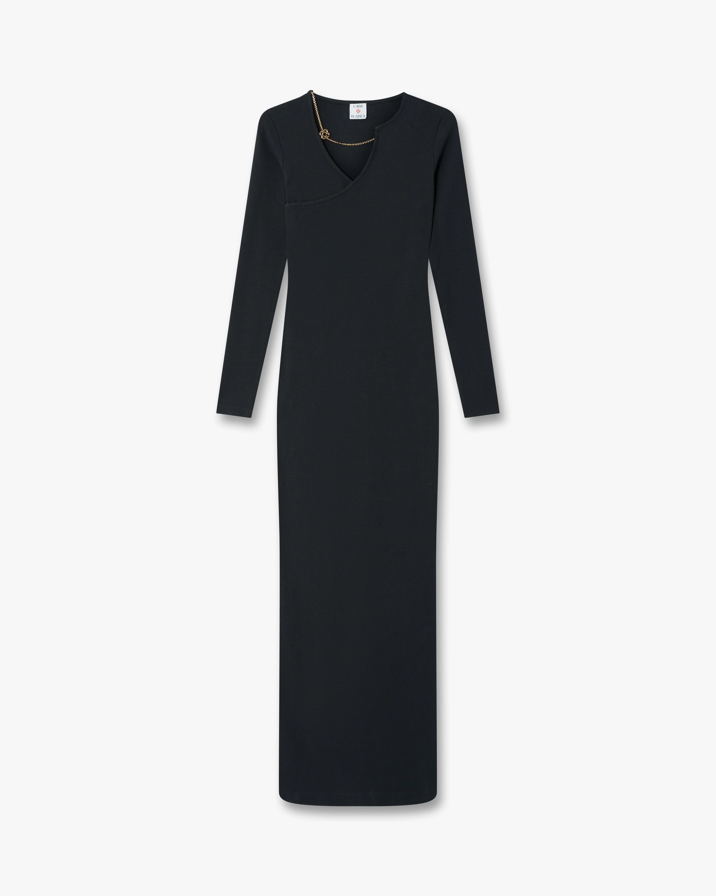 Black Ribbed Jewellery Maxi Dress