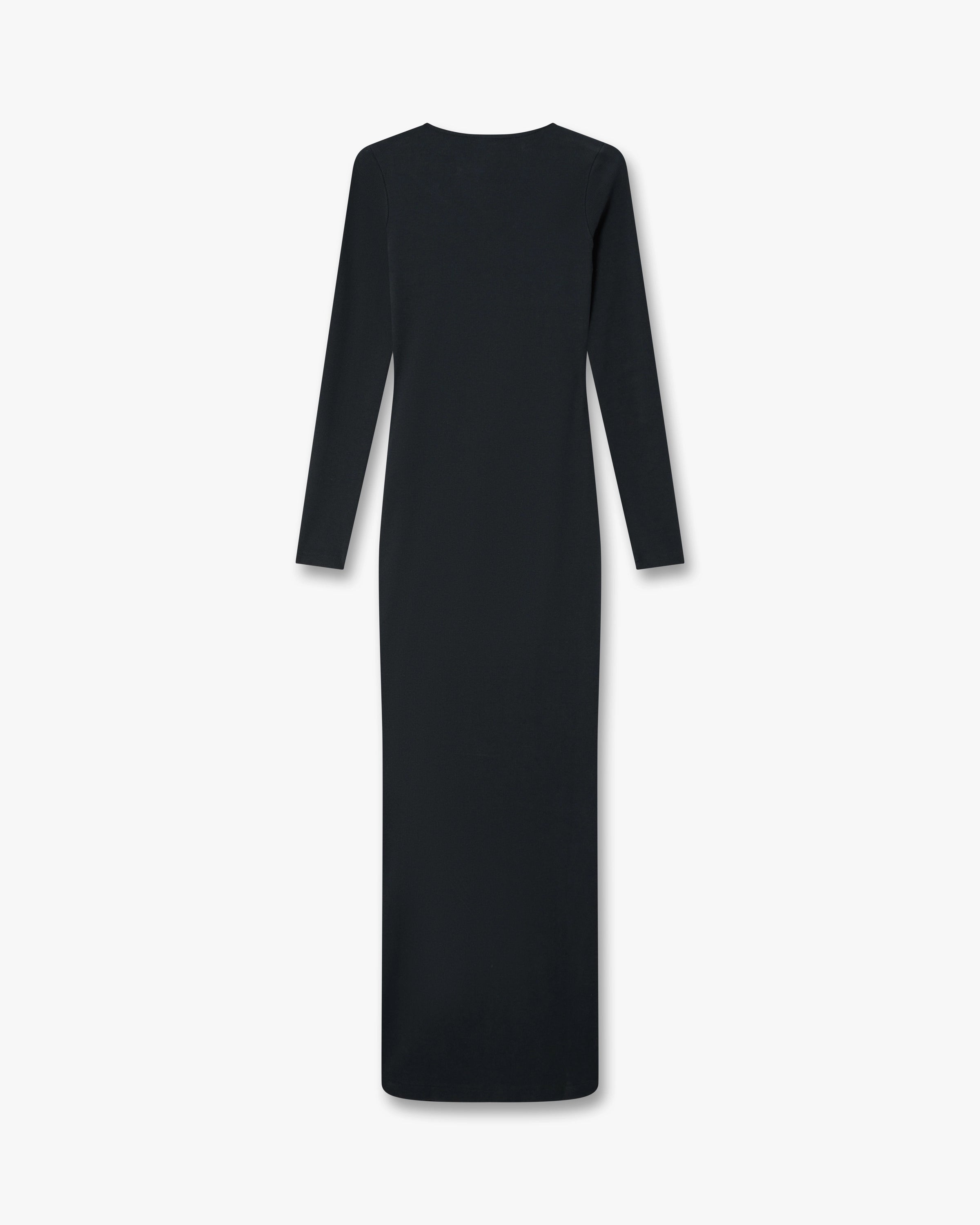 Black Ribbed Jewellery Maxi Dress