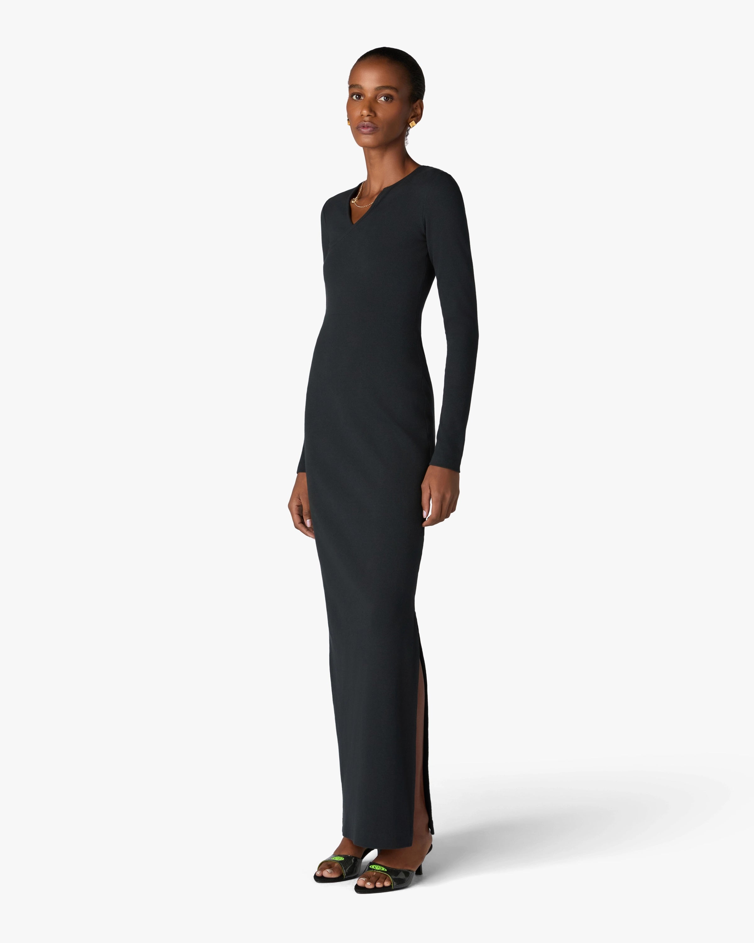 Black Ribbed Jewellery Maxi Dress