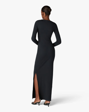 Black Ribbed Jewellery Maxi Dress