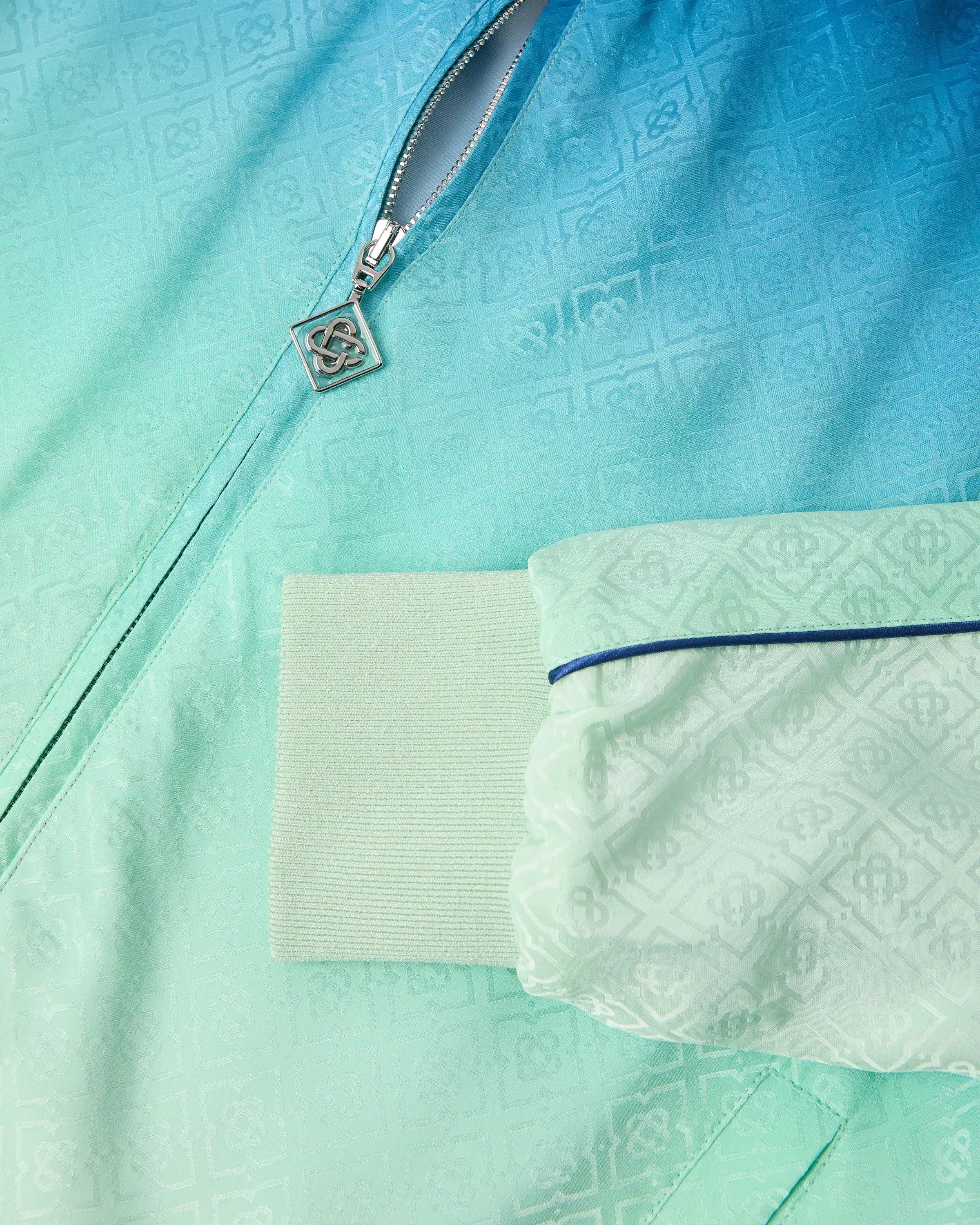 Blue & Green Gradient Monogram Jacquard Track Jacket