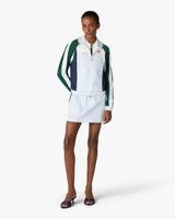 Veste de survêtement à empiècements à fines rayures blanches et bleu marine