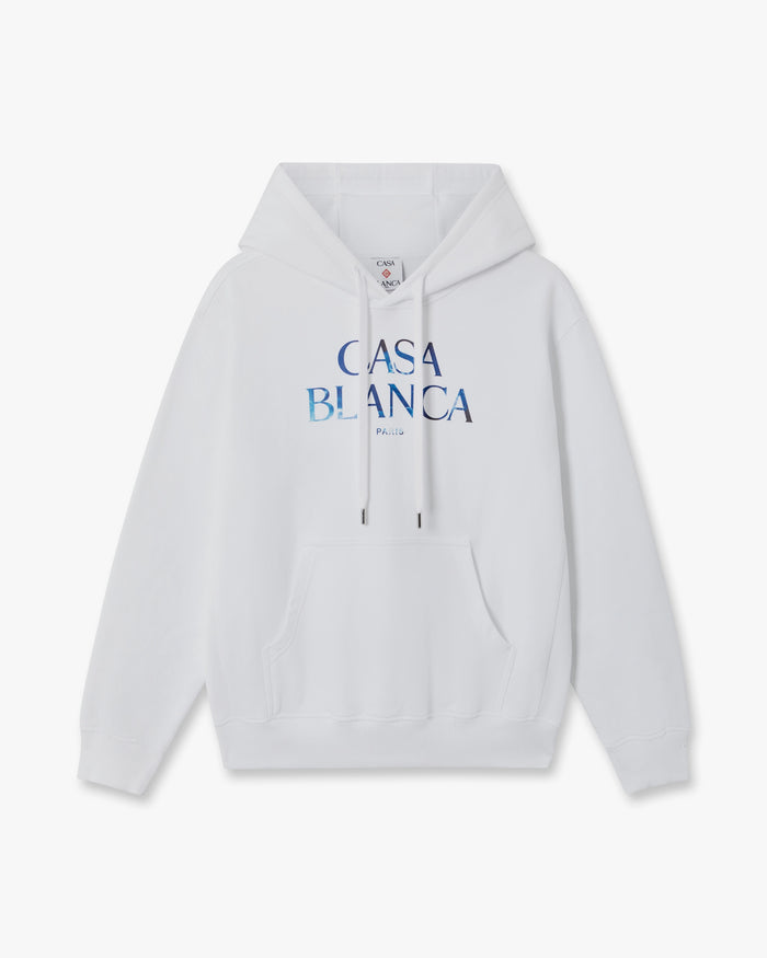 White Meduse Stacked Logo Hooded Sweatshirt