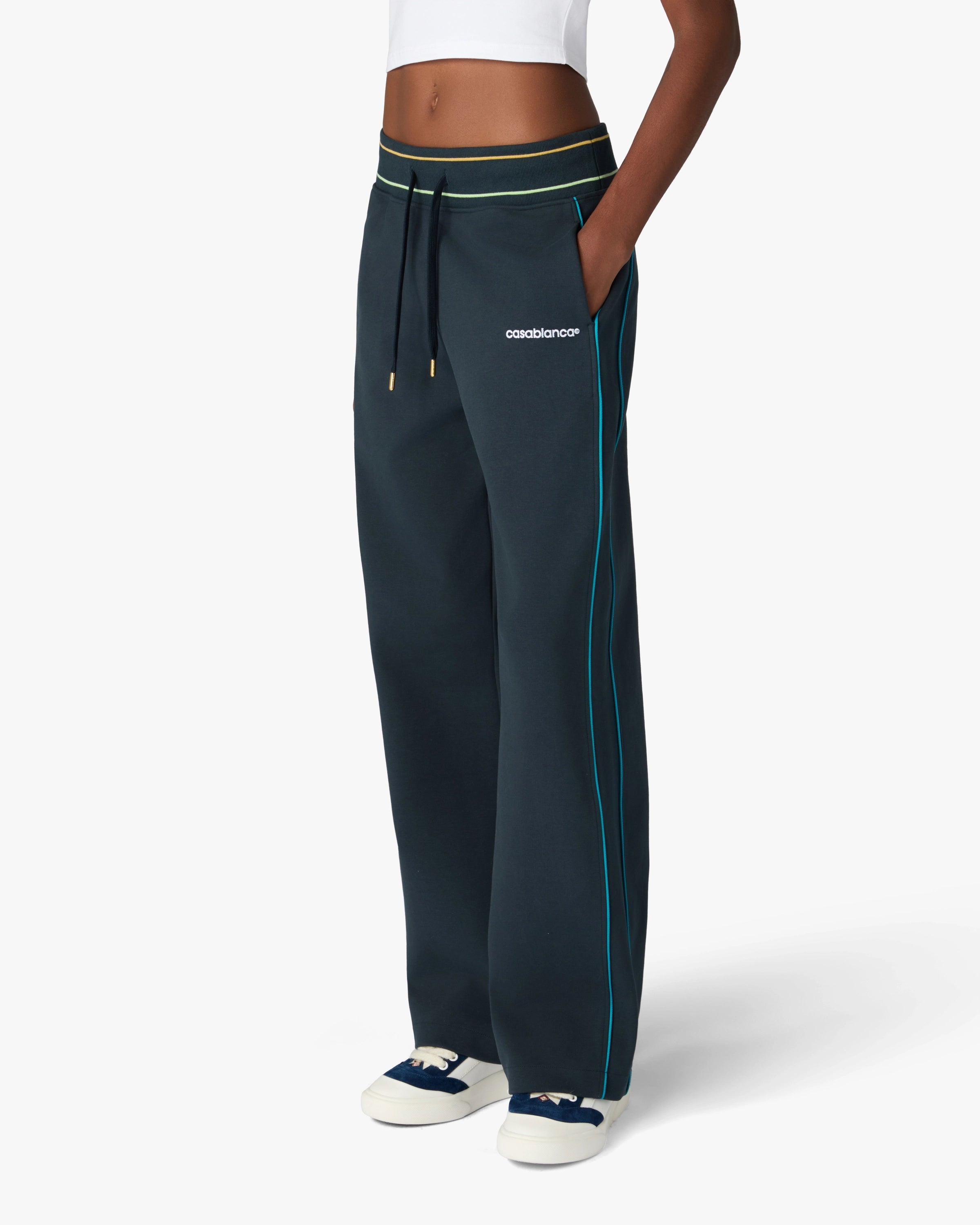 Navy Low-Rise Punto Joggers with Contrast Piping