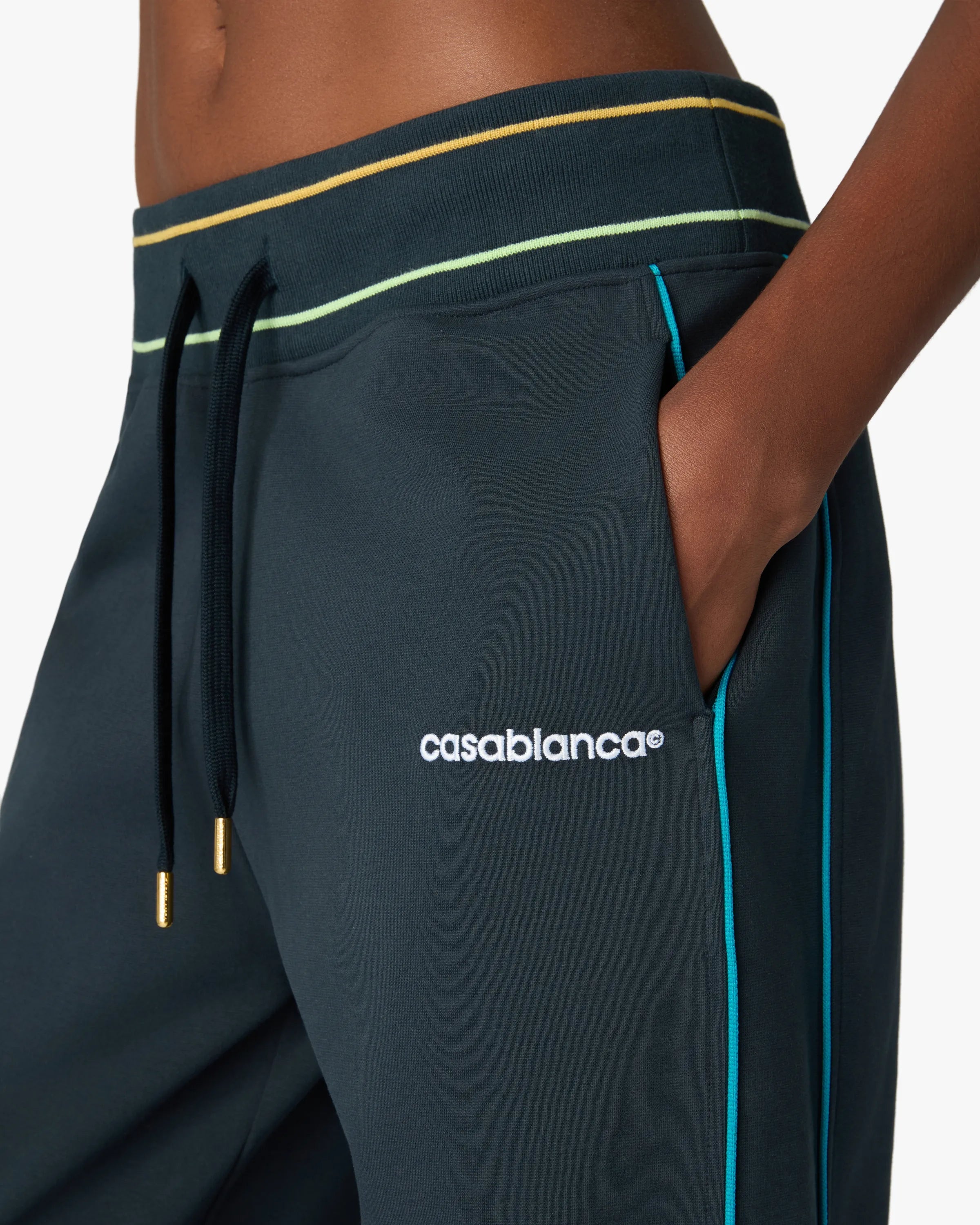 Navy Low-Rise Punto Joggers with Contrast Piping