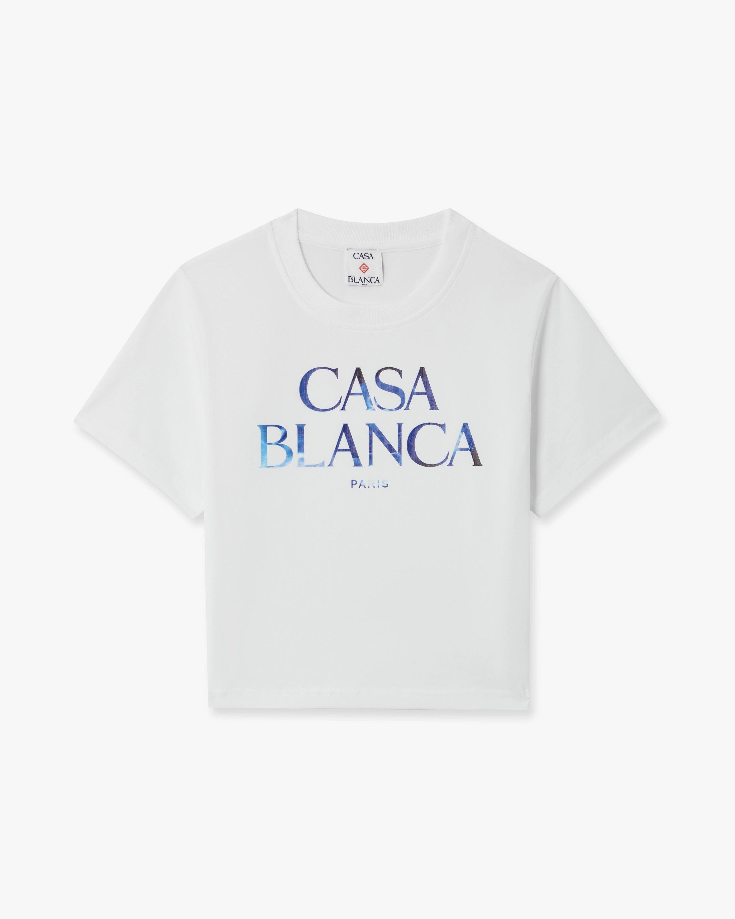 White Meduse Stacked Logo Cropped Baby T-Shirt