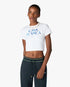 White Meduse Stacked Logo Cropped Baby T-Shirt