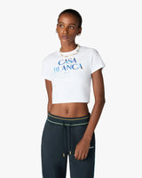 White Meduse Stacked Logo Cropped Baby T-Shirt