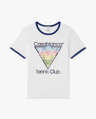 White Tennis Club Icon Cropped Ringer Short Sleeve T‑Shirt