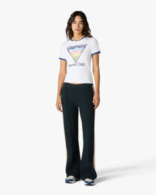 White Tennis Club Icon Cropped Ringer Short Sleeve T‑Shirt