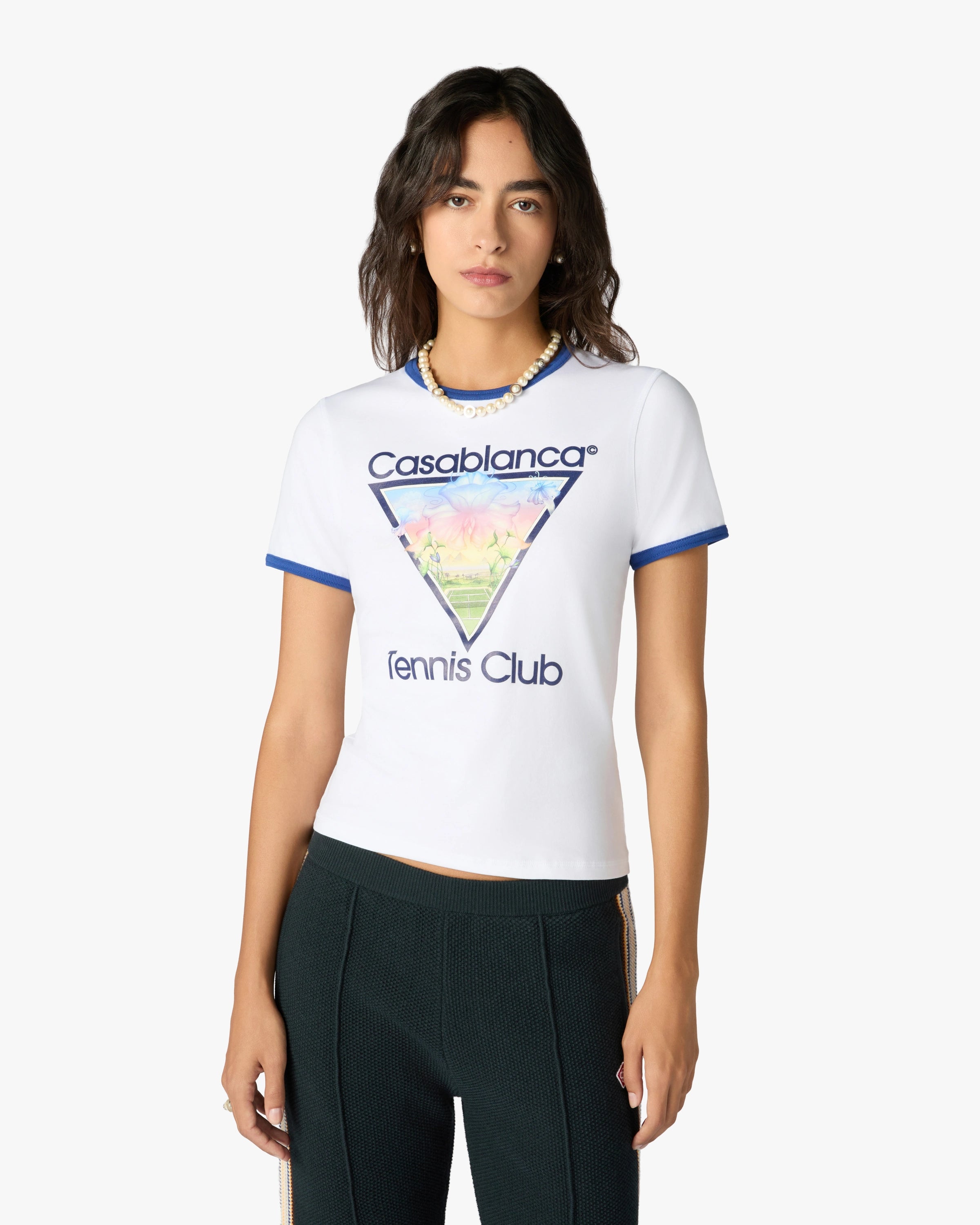 T-shirt court à manches courtes blanc Tennis Club Icon Ringer