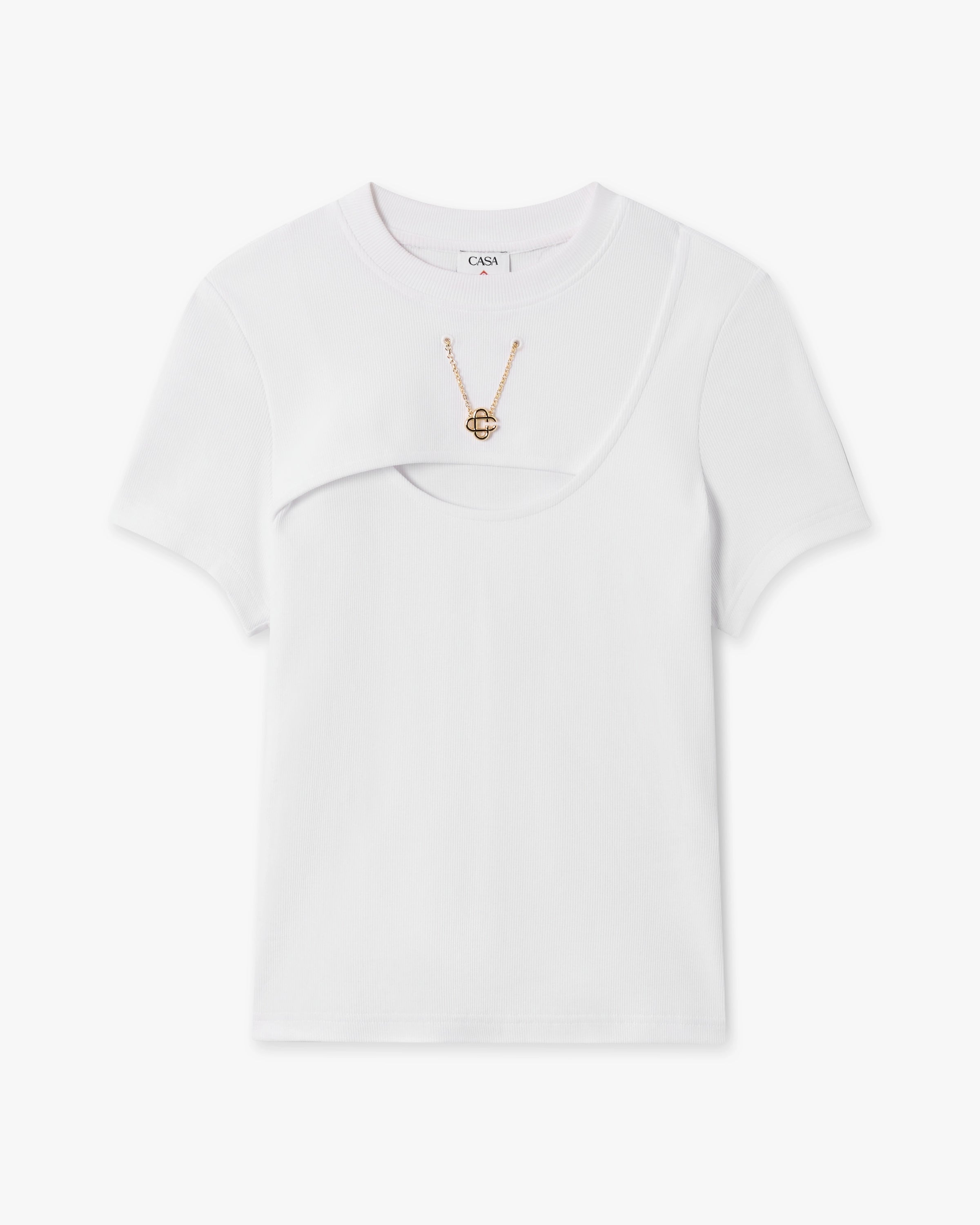T-shirt à manches courtes blanc côtelé Jewellery