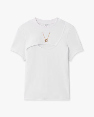 White Ribbed Jewellery Short Sleeve T-Shirt