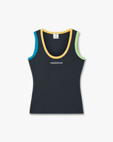Navy Colourblock Ribbed Tank Top
