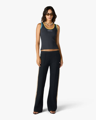 Navy Colourblock Ribbed Tank Top