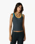 Navy Colourblock Ribbed Tank Top