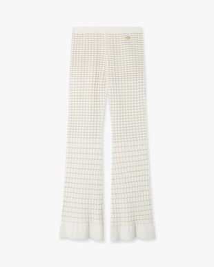 White Pleated Mosaic Pants