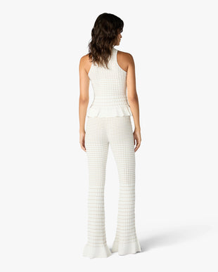 White Pleated Mosaic Pants
