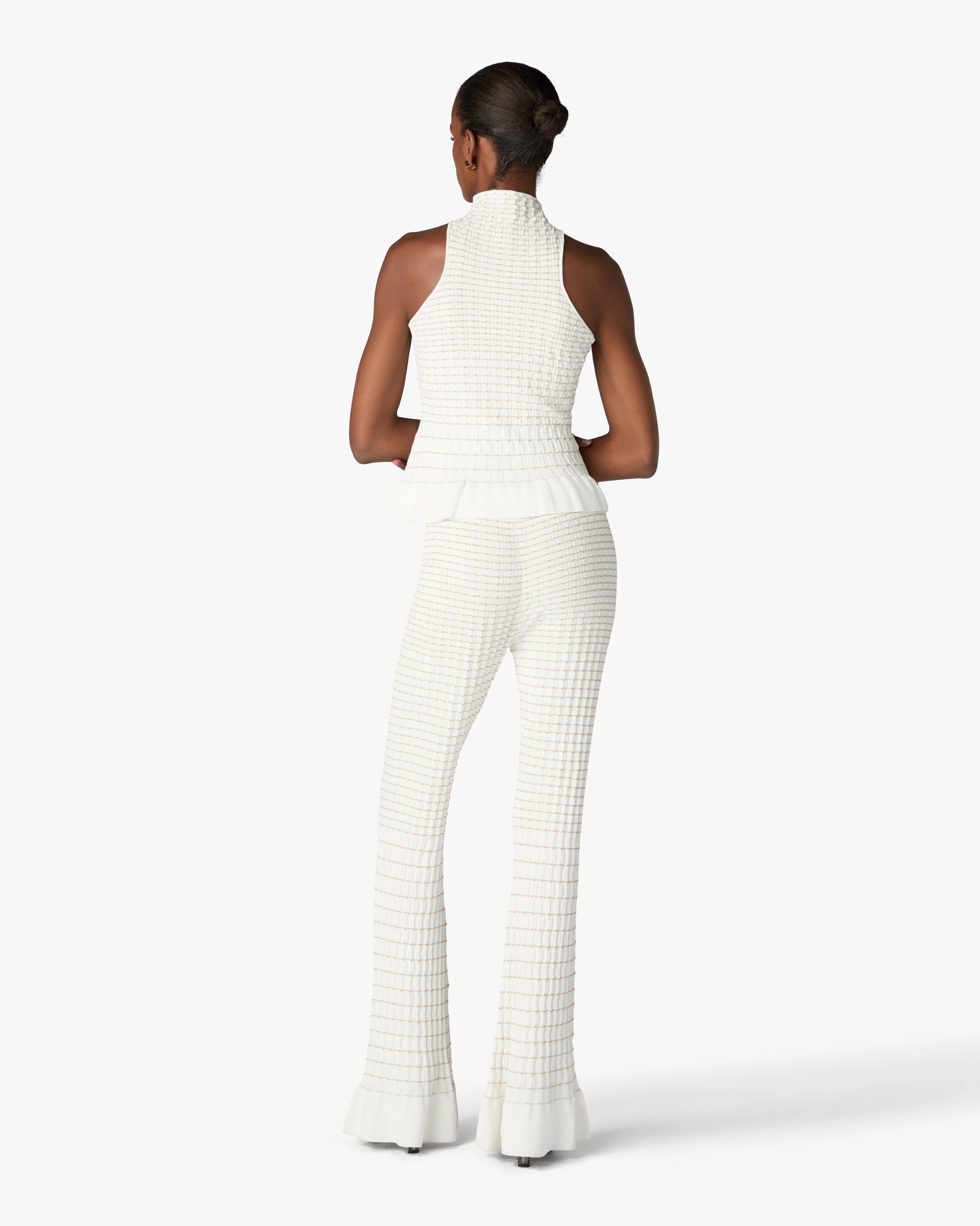 White Pleated Mosaic Pants